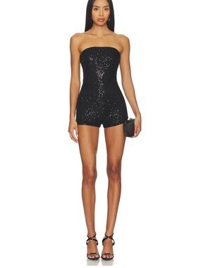 Revolve Black Sequin Romper